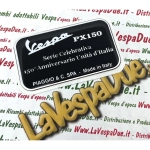 Resin-coated commemorative plate sticker for the 150th Anniversary of the Unification of Italy for the VESPA PX 150