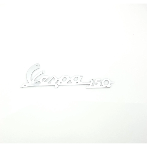 Inscription avant en laiton chromé pour VESPA 150 VBA VBB1T VBB2T (1959-1965), produit italien, référence 084809, longueur 140 mm.