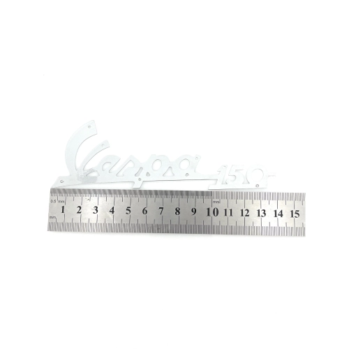 Inscription avant en laiton chromé pour VESPA 150 VBA VBB1T VBB2T (1959-1965), produit italien, référence 084809, longueur 140 mm.