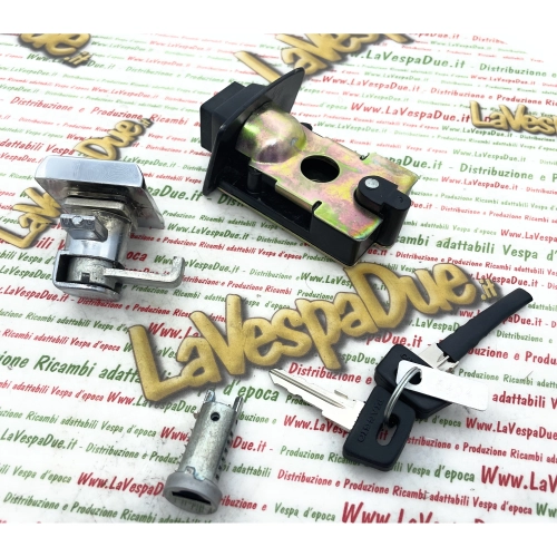 Sitzschloss, Topcase, Lenkradschloss, Vespa PX PE Arcobaleno 80 125 150 200 Komplettset mit einem Schlüssel (ORIGINAL PIAGGIO Zylinder und Schlüssel)