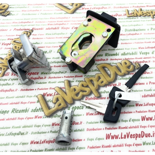 Sitzschloss, Topcase, Lenkradschloss, Vespa PX PE Arcobaleno 80 125 150 200 Komplettset mit einem Schlüssel (ORIGINAL PIAGGIO Zylinder und Schlüssel)