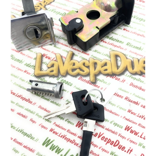 Sitzschloss, Topcase, Lenkradschloss, Vespa PX PE Arcobaleno 80 125 150 200 Komplettset mit einem Schlüssel (ORIGINAL PIAGGIO Zylinder und Schlüssel)