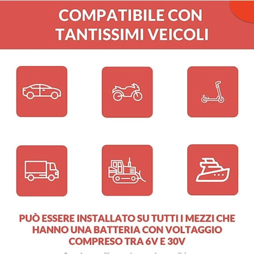 Traceur GPS MoMap pour Vespa, Ape, Lambretta, Moto Quod, Bateau, Antivol avec bloc moteur 6V 12V 24V 30V
