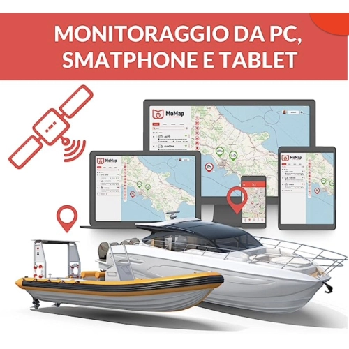 Traceur GPS MoMap pour Vespa, Ape, Lambretta, Moto Quod, Bateau, Antivol avec bloc moteur 6V 12V 24V 30V