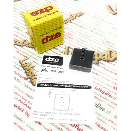 Régulateur de courant pour lampes 6 volts 12 Ah 1 Faston pour VESPA et systèmes 6 volts. Permet de réguler la tension d'alimentation des ampoules.
