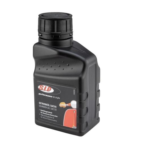 Aceite para motor y caja de cambios SIP Formula SAE 30 en botella de 250 ml. Para VESPA Lambretta 50 90 125 150 160 180 200. Para coches y motocicletas clásicas desde 1946 en adelante. Monogrado.