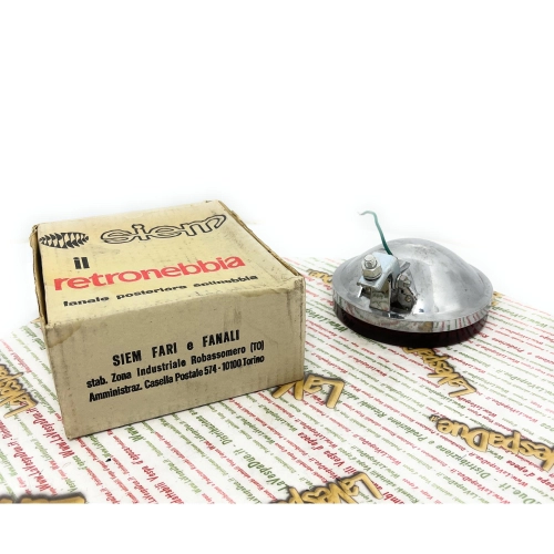Feu antibrouillard arrière SIEM pour Vespa 125 (1949-1950), APE 125 (phare bas, levier de vitesses, side-car) et voitures anciennes Fiat Iveco.