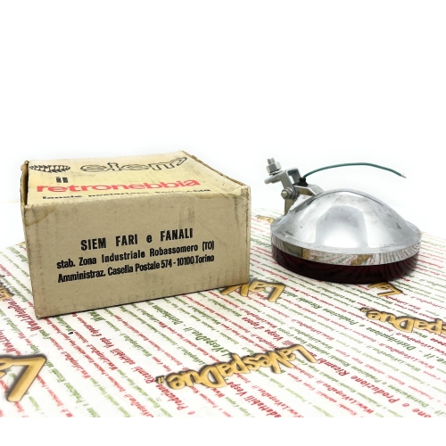 Feu antibrouillard arrière SIEM pour Vespa 125 (1949-1950), APE 125 (phare bas, levier de vitesses, side-car) et voitures anciennes Fiat Iveco.