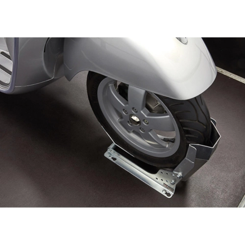 STEADYSTAND FIXED SCOOTER wheel chock for transporting VESPA PX SPRINT GS SS VBB VNB LAMBRETTA motorcycles for tyres with a diameter of 10 to 13 inches and a width of 80 to 120 mm, trailer, ramp, camper, garage, van