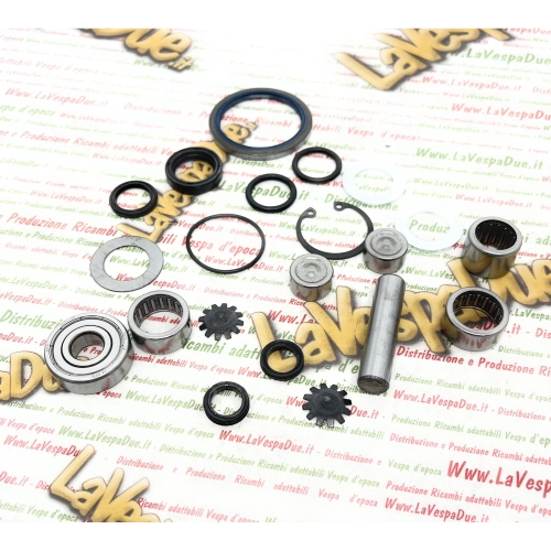 Kit de révision de fourche en 14 pièces pour Vespa P 80 125 150 200 XE PE PX jusqu'en 1981 avec axe de 16 mm, support de mâchoires de frein plat, moyeu de tambour de frein avant