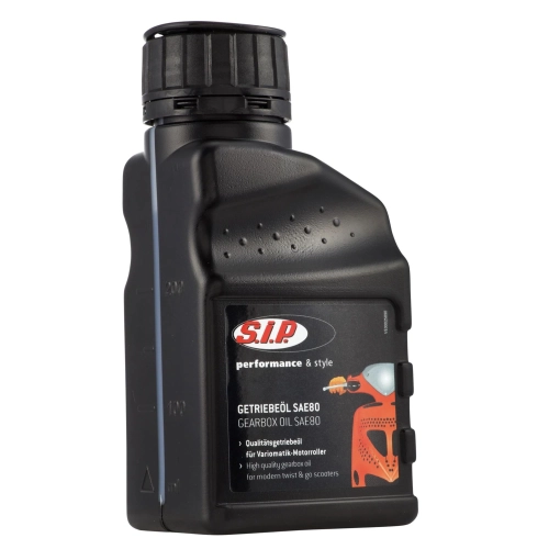 Aceite para motor y caja de cambios SIP Formula SAE 80 en botella de 250 ml. Para VESPA Lambretta 50 90 125 150 160 180 200 y vehículos y motocicletas clásicas desde 1946 en adelante. Monogrado.
