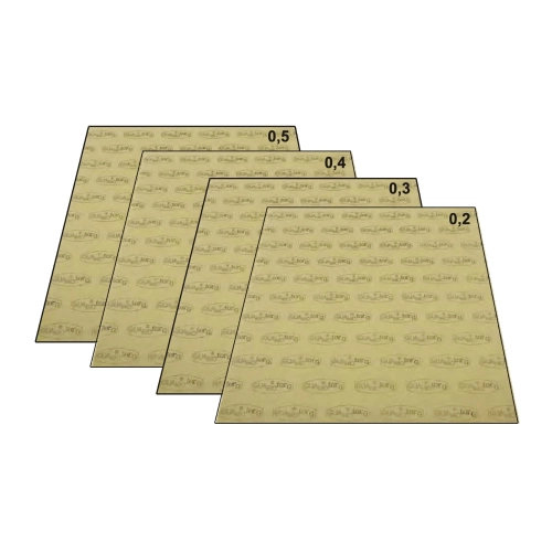 Kit de 4 hojas de papel de materia prima de 480 x 480 x 0,2 + 0,3 + 0,4 + 0,5 mm de espesor para juntas de motor de motocicletas VESPA APE LAMBRETTA y coches clásicos.