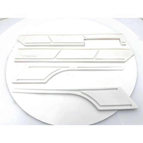 Set of white rubber adhesive bumper strips for VESPA 80 125 150 200 PX PE ARCOBALENO ELESTART MY bumper protectors, mudguards and bonnets, bodywork mouldings, warehouse stock UTAH