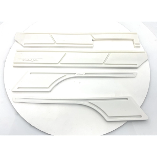 Set of white rubber adhesive bumper strips for VESPA 80 125 150 200 PX PE ARCOBALENO ELESTART MY bumper protectors, mudguards and bonnets, bodywork mouldings, warehouse stock UTAH