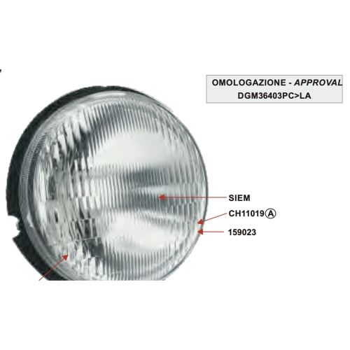 SIEM front headlight assembly VESPA 50 125 HP FL FL2 AUTOMATICA from 1989 to 1997 complete with Ø 135 lamp holder ro 265940