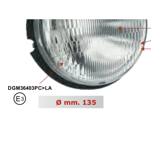 SIEM front headlight assembly VESPA 50 125 HP FL FL2 AUTOMATICA from 1989 to 1997 complete with Ø 135 lamp holder ro 265940