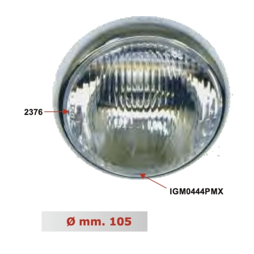 Faro SIEM de Ø 105 mm para VESPA 125 VM1T VM2T, completo con marco anular y portalámparas. También apto para VESPA 125 VN1T VN2T. Referencia: 0218087.
