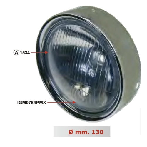 SIEM front headlight assembly Ø 130 mm for VESPA 125 TS GTR 150 SPRINT VELOCE 180 200 RALLY complete with ring nut and lamp holder ro 113890