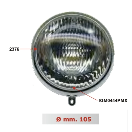 Gruppo ottico faro SIEM Ø 105 mm per VESPA 150 Struzzo VL1T 1955 completo di cornice e portalampada r.o. 023447