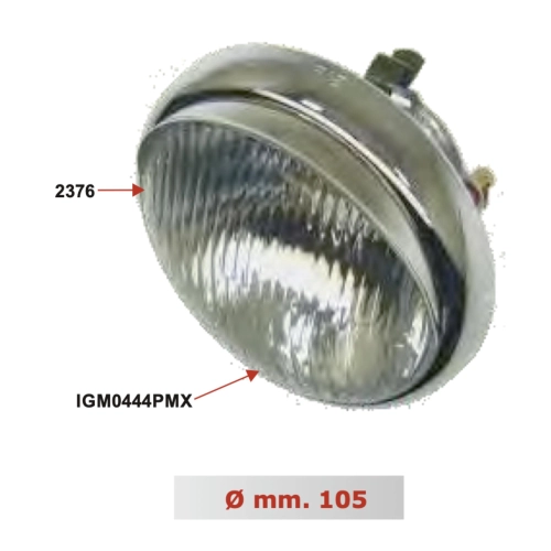 SIEM front headlight assembly Ø 105 mm for VESPA 150 VL3T 1956 complete with chromed lamp holder frame and lens ro 025483