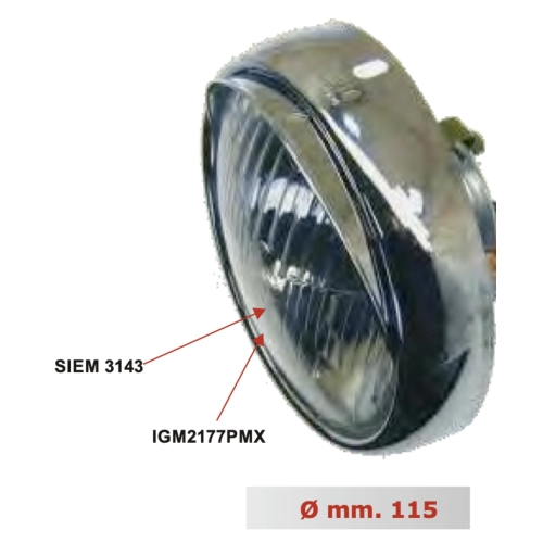 SIEM Scheinwerfer-Optikgruppe Ø 115 mm für VESPA 150 VB1T 150 GS VS1T VS2T VS3T VS4T GS komplett mit Rahmen und Lampenfassung und mit komplettem Visier ro 025793