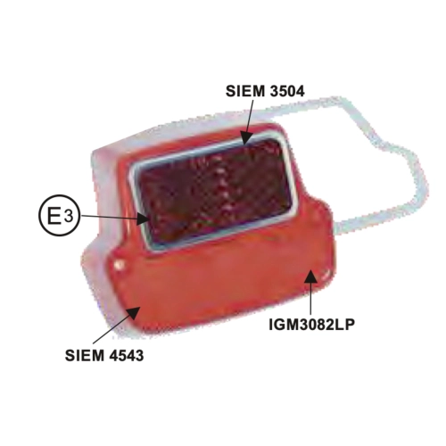 Carcasa de luz trasera SIEM para VESPA 50 V5A1T primera serie ro 078715 completa con junta interna