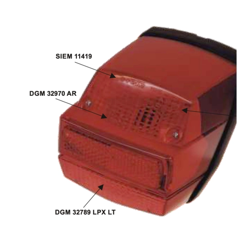 Feu arrière SIEM pour VESPA 125 PRIMAVERA ET3 ro 148881 162986, complet avec joint.