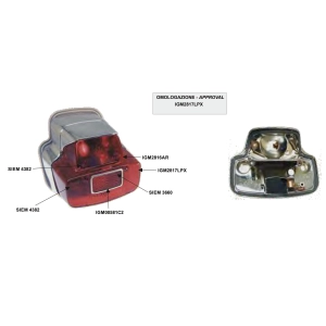 Luz trasera cromada SIEM para VESPA 125 150 SUPER GL SPRINT 180 SS ro 091488 completa con junta