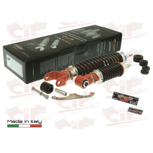Kit de amortiguadores delanteros y traseros CARBONE SPORT TUNING para VESPA 50 PK 50 XL, ajustables con 3 posiciones, completo con accesorios para revisión y restauración.
