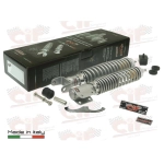 Kit de amortiguadores delanteros y traseros CARBONE SPORT ELEGANT para VESPA PX PE 80 125 150 200 ARCOBALENO T5 ajustables con 3 posiciones, completo con accesorios para revisión y restauración.