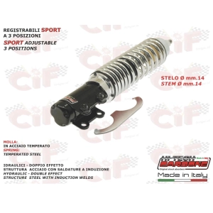CARBONE SPORT front shock absorber for VESPA 50 125 ET2 ET4 LX LXV reinforced adjustable to 3 positions