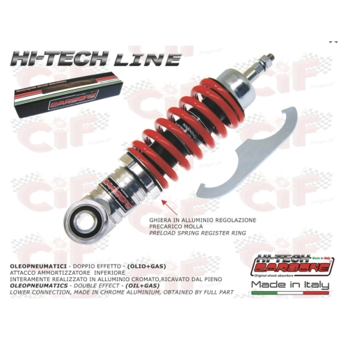 CARBONE HI-TECH red front shock absorber for VESPA 50 90 125 ET3 PK XL NLR SPECIAL PRIMAVERA adjustable hydraulic pneumatic