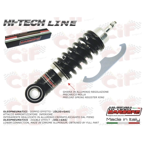 CARBONE HI-TECH black front shock absorber for VESPA 50 90 125 ET3 PK XL NLR SPECIAL PRIMAVERA adjustable hydraulic pneumatic