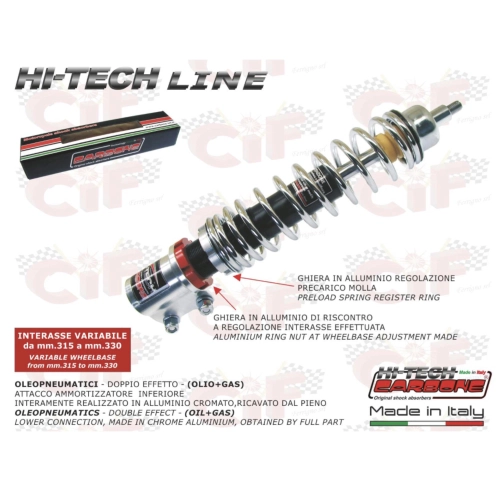 Amortiguador delantero cromado CARBONE HI-TECH para VESPA PX PE 80 125 150 200 PX PE ARCOBALENO T5, ajustable hidráulico neumático.