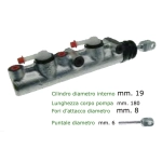 Pompa freno doppia mandata per APE TM P 703 P 703 V CAR APE MAX Diesel r.o.249520 2495205 229216 Ø cilindro interno 19 mm lunghezza corpo pompa 180 mm