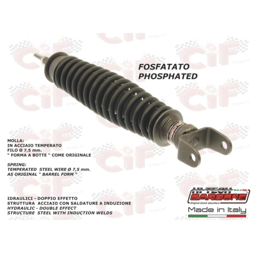 CARBONE phosphatierter hinterer Stoßdämpfer für VESPA PK 50 125 PK XL HP N FL FL2 RUSH, italienisches Produkt