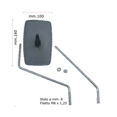 Rearview mirror right or left for PIAGGIO APE MP 50 P50 MPV 500 550 600 P501 P601V CAR P2 ro 182220 182222 with 2 rods on both sides