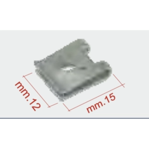Placa elástica de 15,5 x 12 para tornillo autorroscante de Ø 4,8 mm para fijar la tapa del motor y la cubierta del ventilador de VESPA 50 90 125 PK APE ET3 PRIMAVERA. 1 pieza. Referencia: CM017413 008112