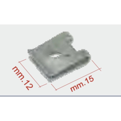 Placa elástica de 15 x 12 para tornillo autorroscante de Ø 4,8 mm para fijar la tapa del motor y la cubierta del ventilador de VESPA 50 90 125 PK APE ET3 PRIMAVERA. 1 pieza ro CM017407 008112