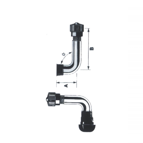 PVRT70-Ventil für PAX 90°-Winkel-Tubeless-Felgen mit Gummibasis für VESPA, LAMBRETTA und Roller, 10,2 mm Loch
