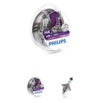 Set of 2 PHILIPS H4 VISION PLUS 12V 60/55W halogen lamp bulbs with P43T socket and quartz glass Ref.Philips: 12342VPS2