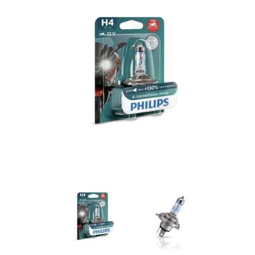 PHILIPS H4 X-TREME VISION 12V 60/55W halogen bulb P43T socket with quartz glass Ref.Philips: 12342XV+B1