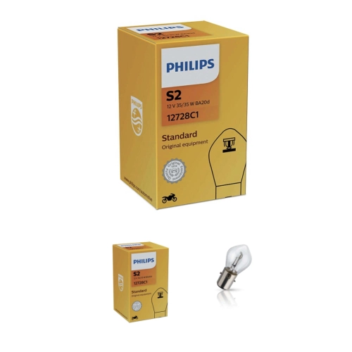 Symmetrical lamp PHILIPS bilu S2 12V 35/35W BA20d socket 12 Volt 35 35 W for front headlight Ref.Philips: 12728C1