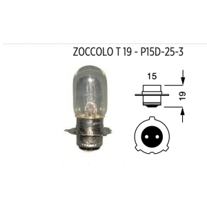 P15D-25-3 12V 35/35W symmetrical double-light bulb, T19 socket, for Japanese scooters, krypton lamp
