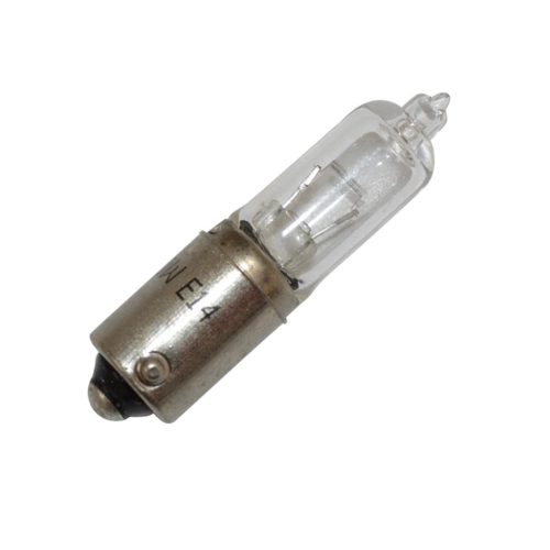Bombilla halógena de vidrio largo HERT BAY9S de 12 voltios y 10 W. Casquillo BAY9S para luz de matrícula VESPA y luces. Luz de advertencia del velocímetro T8.5. Luz de advertencia tubular y luces. Micro casquillo Swan.
