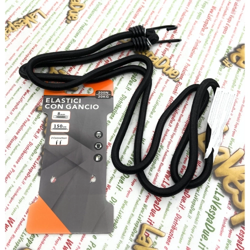 Cordon élastique avec crochets métalliques 0,8 x 150 cm pour porte-bagages VESPA APE et LAMBRETTA, diverses applications pour la fixation de bagages et de colis