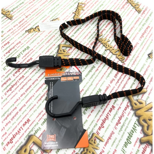 Elastic cord with plastic hooks 1.6 x 120 cm for VESPA APE and LAMBRETTA luggage racks, various applications for securing luggage and parcels