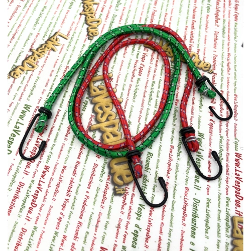 Lot de 2 cordons élastiques avec crochets métalliques 0,8 x 90 cm pour porte-bagages VESPA APE et LAMBRETTA, diverses applications pour la fixation de bagages et de colis