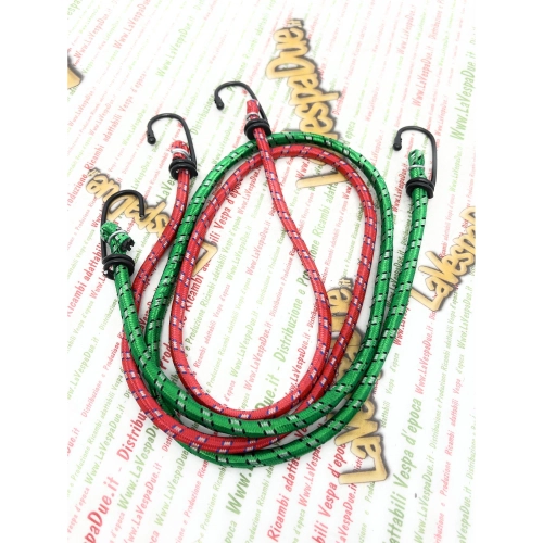 Lot de 2 cordons élastiques avec crochets métalliques 0,8 x 90 cm pour porte-bagages VESPA APE et LAMBRETTA, diverses applications pour la fixation de bagages et de colis