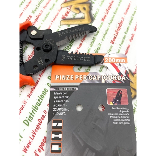 Wire stripper for faston terminals, various sizes of connectors, VESPA electrical systems, APE LAMBRETTA connectors